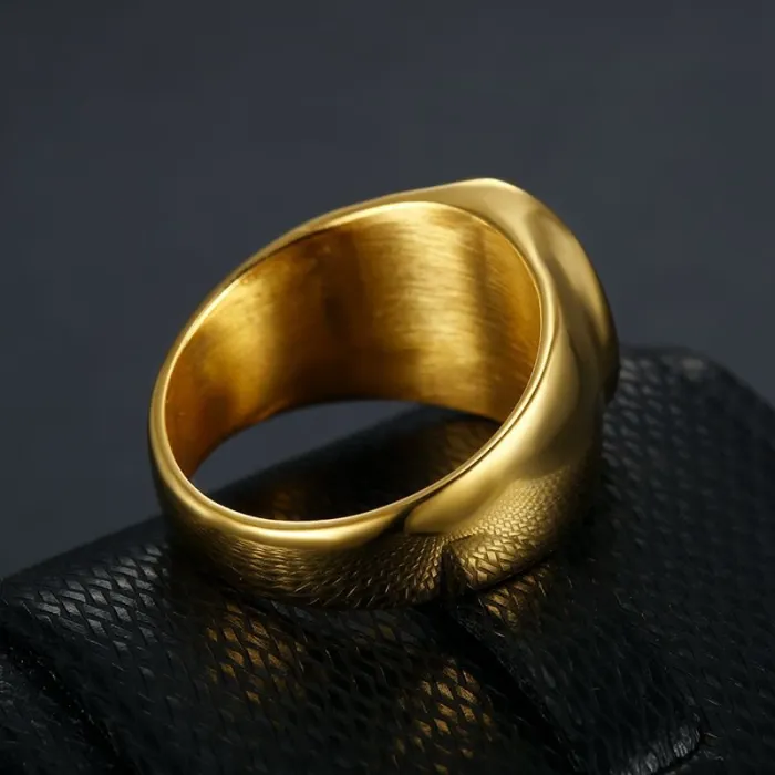 Wholesale Masonic AG Rings for Men – Gold-Plated Titanium Steel with Blue Enamel | HIPHOP Style Jewelry, Bulk Supplier