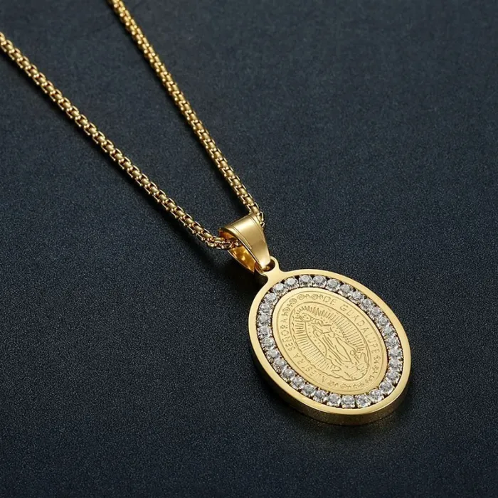 Wholesale HIPHOP Pendant Necklace – Gold-Plated Titanium Steel with AAA CZ Stones | Bling Street Jewelry, Bulk Supplier