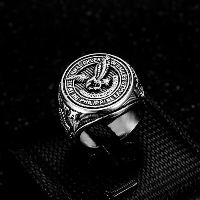 Wholesale Filipino Eagle Rings for Men – Gold-Plated Blackened Titanium Steel | Vintage HIPHOP Jewelry, Bulk Supplier