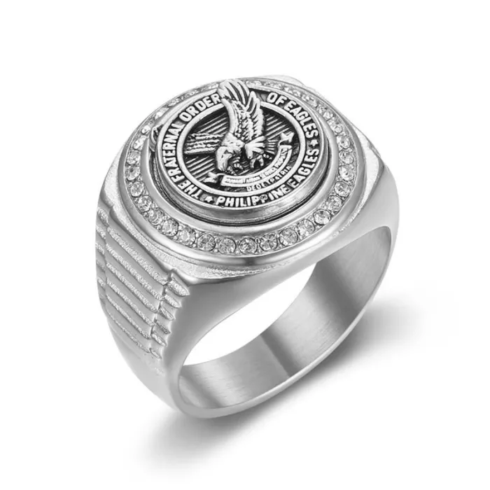 Wholesale Filipino Eagle Rings for Men – Gold-Plated Stainless Steel with Rhinestones | Bold HIPHOP Jewelry Supplier