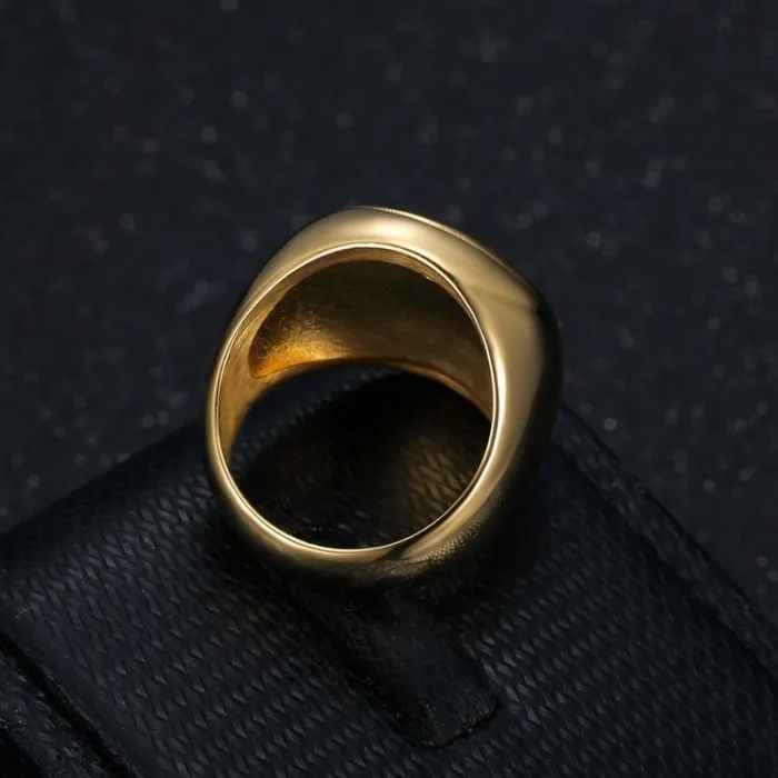 Wholesale Rotary Club Rings for Men – Gold-Plated Titanium Steel with Enamel HIPHOP Style | Badge Jewelry Supplier