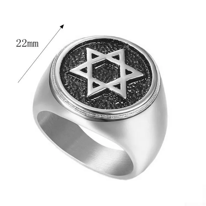 Wholesale Star of David Rings for Men – Gold-Plated Titanium Steel Jewish Symbol Jewelry | Israel Faith Ring Supplier