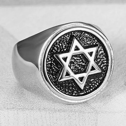 Wholesale Star of David Rings for Men – Gold-Plated Titanium Steel Jewish Symbol Jewelry | Israel Faith Ring Supplier