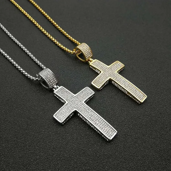 Wholesale HIPHOP Pendant Necklace – Gold-Plated Titanium Steel with Rhinestones | Bling Street Jewelry Supplier