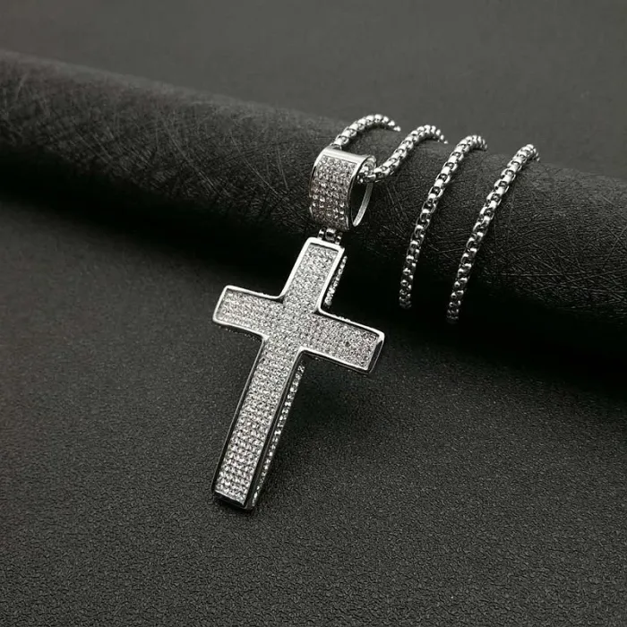 Wholesale HIPHOP Pendant Necklace – Gold-Plated Titanium Steel with Rhinestones | Bling Street Jewelry Supplier