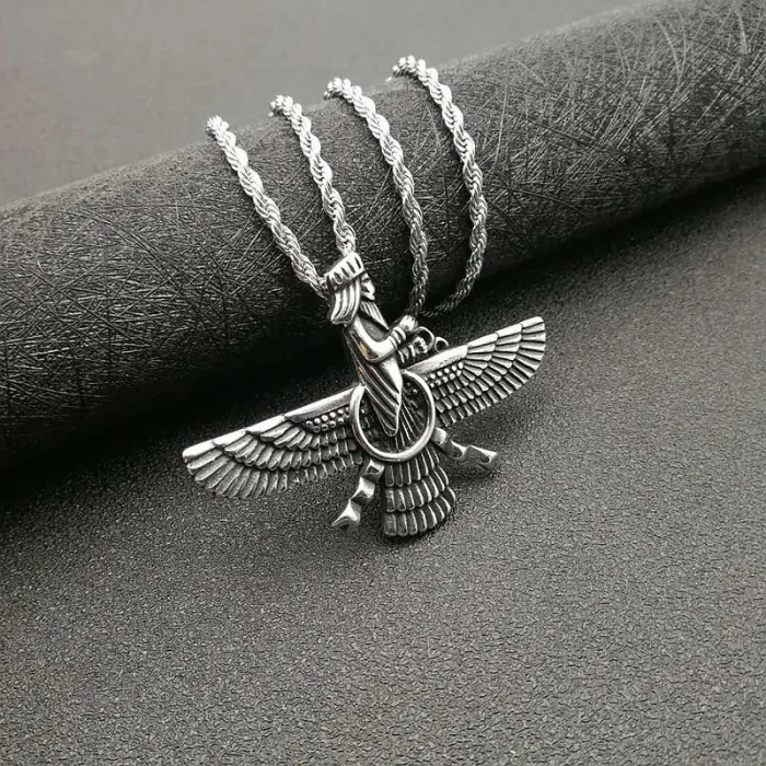 Wholesale Zoroastrian Pendant Necklace – Gold-Plated Titanium Steel Persian Symbol Jewelry | Fire Worship Amulet Supplier