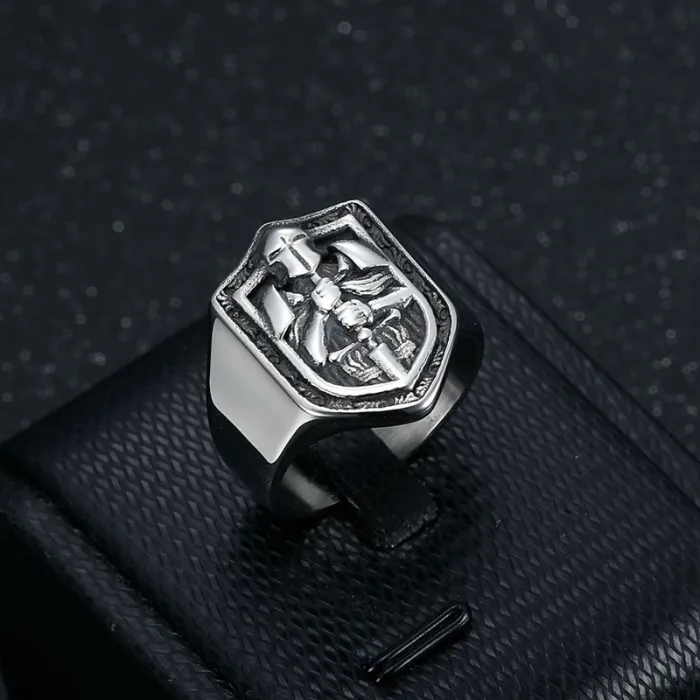 Wholesale Templar Knight Ring for Men – Medieval Crusader Cross Titanium Steel Jewelry | Vintage Gothic Supplier