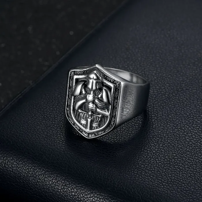Wholesale Templar Knight Ring for Men – Medieval Crusader Cross Titanium Steel Jewelry | Vintage Gothic Supplier