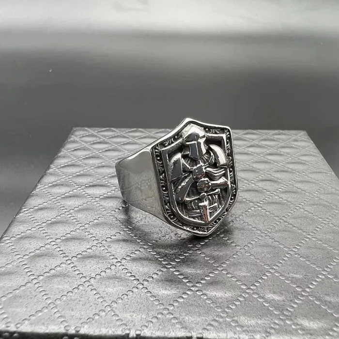 Wholesale Templar Knight Ring for Men – Medieval Crusader Cross Titanium Steel Jewelry | Vintage Gothic Supplier