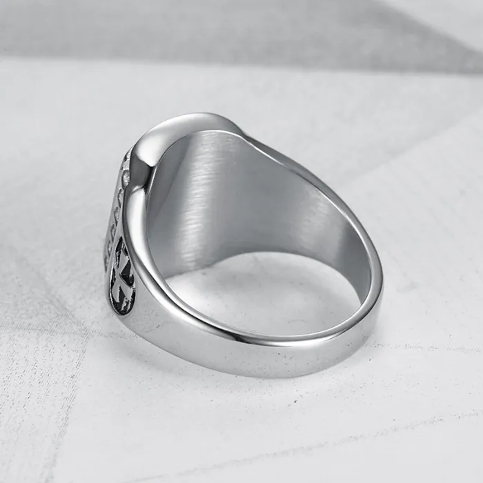 Wholesale Templar Knight Cross Shield Ring – Titanium Steel AG Emblem Gothic Jewelry for Men | Medieval Bulk Supplier