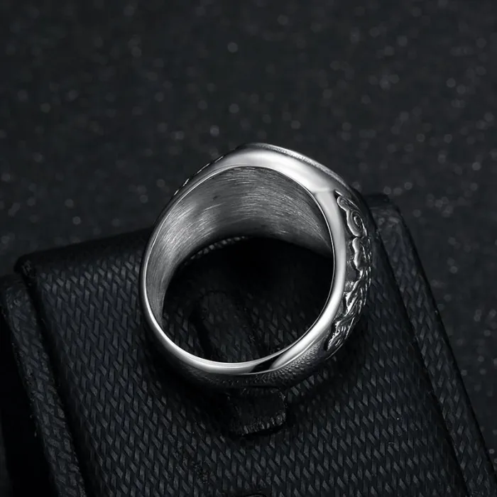 Wholesale Dragon Slayer Knight Ring – Bold Vintage Titanium Steel Jewelry for Men | Medieval Fantasy Style Supplier