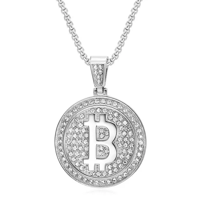 Wholesale HIPHOP Bitcoin B Pendant Necklace – West Coast Gold-Plated Cast Titanium Chain | Crypto Jewelry Supplier