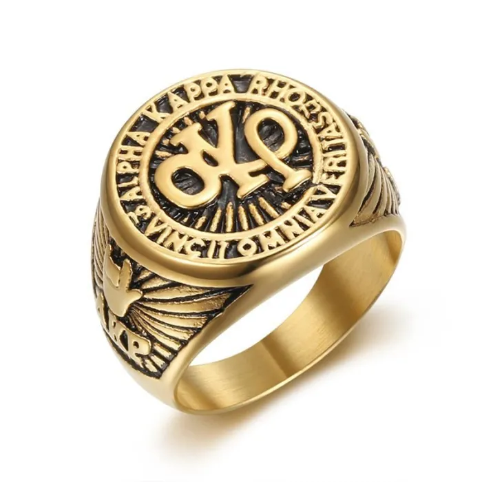 Wholesale AKP Ring for Men – Gold-Plated Polished Stainless Steel HIPHOP Style Jewelry | Streetwear Bling Supplier