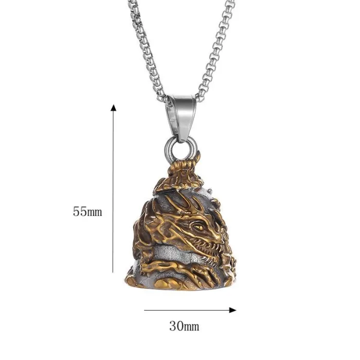 Wholesale Skull Dragon Biker Bell – Bulk Polished Gold Titanium Steel Lucky Bell at Factory Price