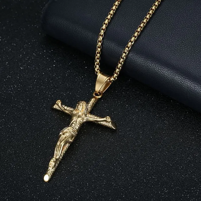 Wholesale Stainless Steel Cross Pendant – Bulk Vacuum-Plated Necklace at Factory Price