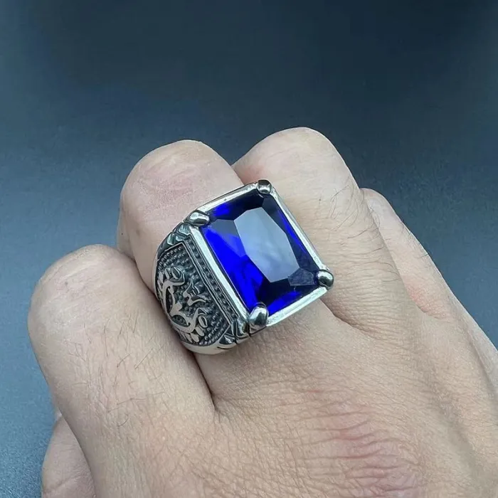 Wholesale Punk Tulip Ring for Men – Bulk Stainless Steel Vintage Rings with Multicolor Glass Stones