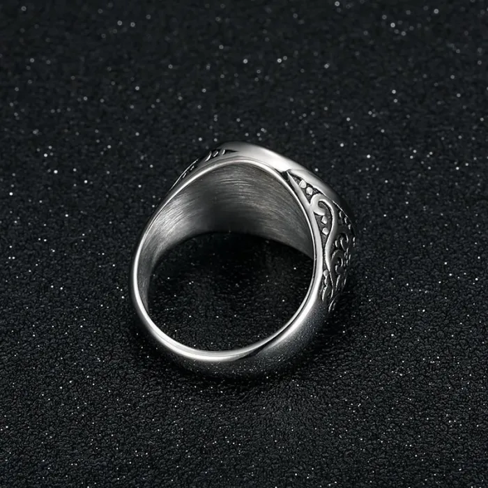 Wholesale Punk Arabic Dagger Ring – Bulk Polished Titanium Steel Men's Ring at Factory Price