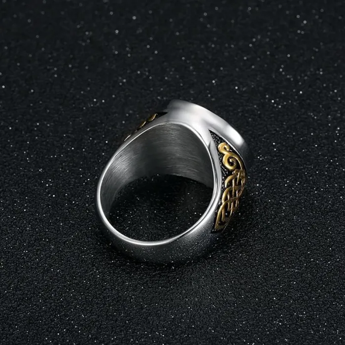Wholesale Saint George Dragon Slayer Ring – Bulk Gold-Plated Titanium/Stainless Steel Men's Ring
