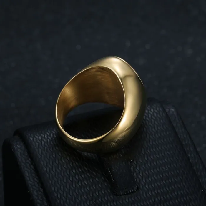 Wholesale Masonic AG Ring for Men – Bulk Gold-Plated Stainless Steel Blue Epoxy Freemason Jewelry