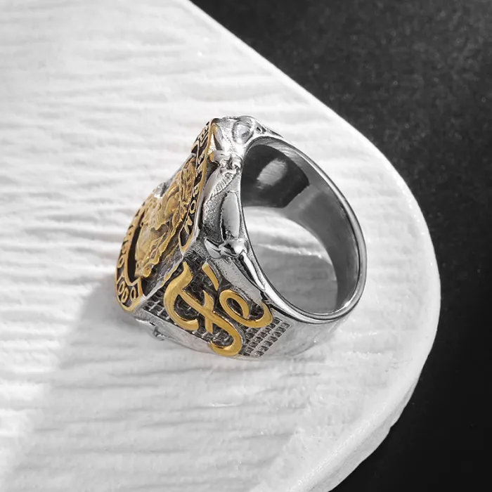 Wholesale Hip Hop Faith Ring – Bulk Gold-Plated Titanium Steel YS Portrait Prayer Ring for Men