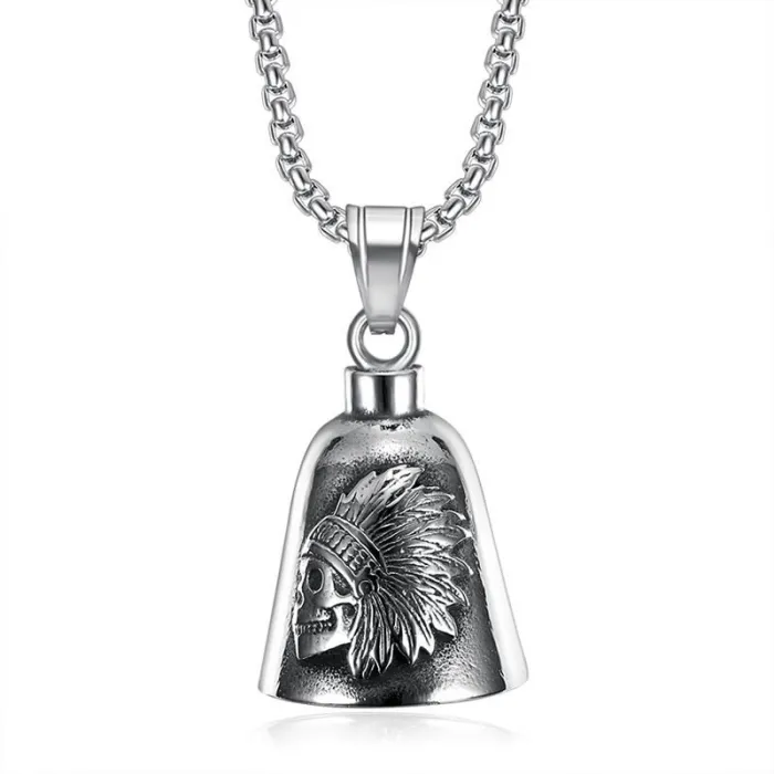 Wholesale Biker Skull Bell Keychain – Bulk Stainless Steel Indian Chief Ride Bell at Factory Price