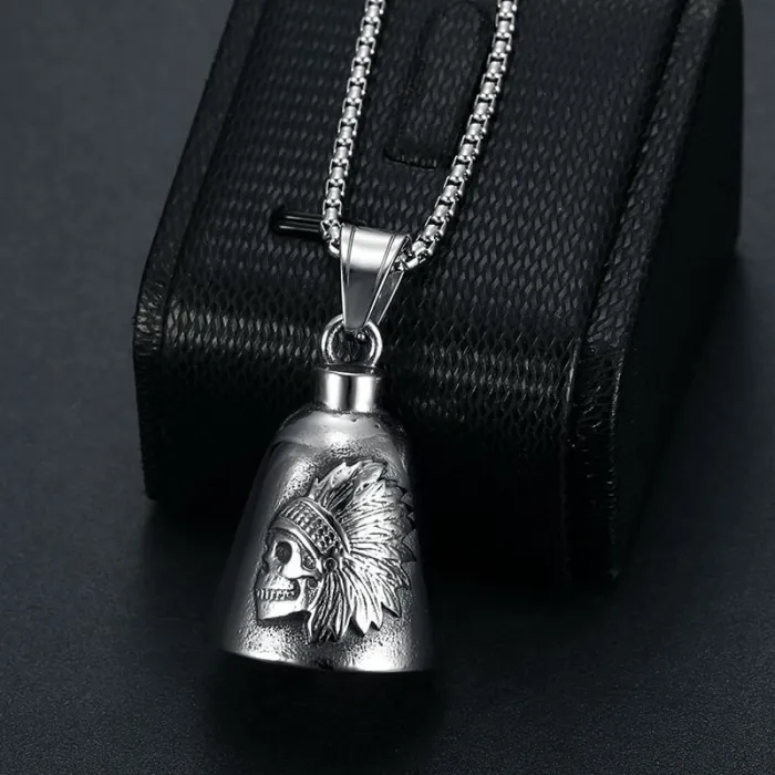 Wholesale Biker Skull Bell Keychain – Bulk Stainless Steel Indian Chief Ride Bell at Factory Price