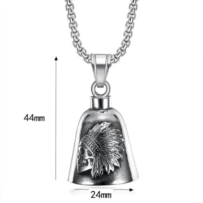 Wholesale Biker Skull Bell Keychain – Bulk Stainless Steel Indian Chief Ride Bell at Factory Price