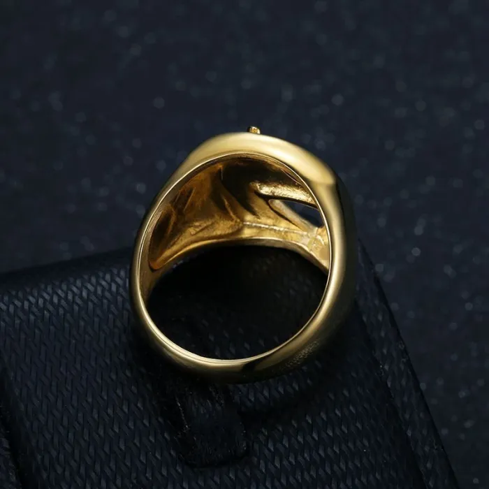 Wholesale Hip Hop Horse Head Ring – Bulk Gold-Plated Titanium Steel Men's Jewelry at Factory Price