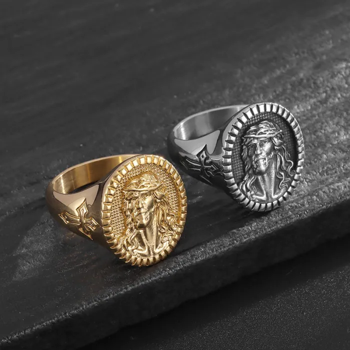 Wholesale Hip Hop Cross Ring – Bulk Gold-Plated Titanium Steel YS Ring for Men at Factory Price
