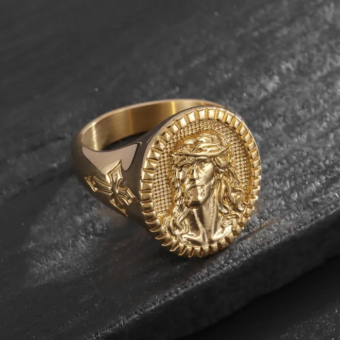 Wholesale Hip Hop Cross Ring – Bulk Gold-Plated Titanium Steel YS Ring for Men at Factory Price