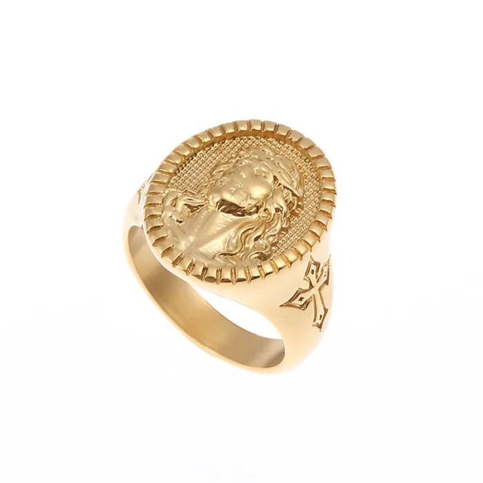 Wholesale Hip Hop Cross Ring – Bulk Gold-Plated Titanium Steel YS Ring for Men at Factory Price
