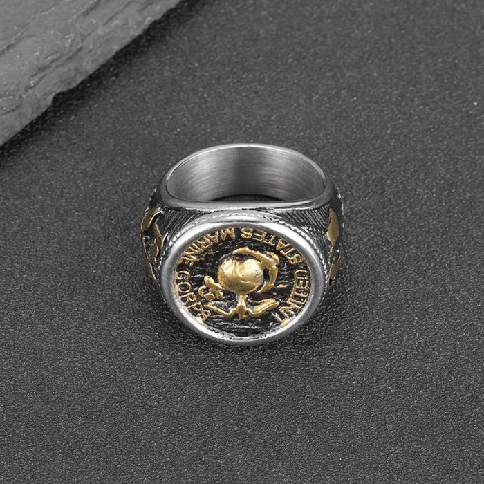 Wholesale Marine Corps Eagle Ring – Bulk Gold-Plated Polished Stainless Steel Men's Ring at Factory Price