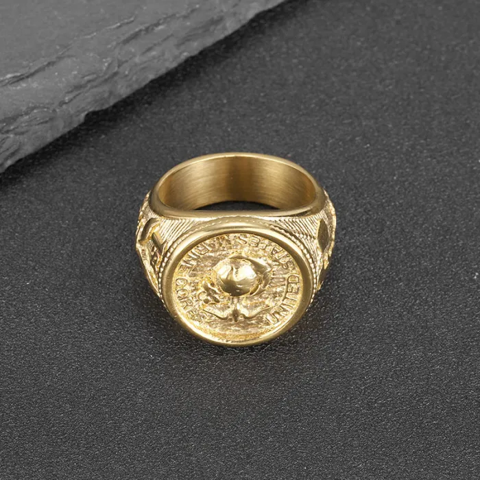 Wholesale Marine Corps Eagle Ring – Bulk Gold-Plated Polished Stainless Steel Men's Ring at Factory Price