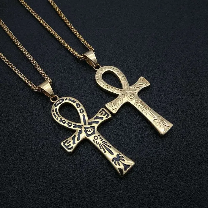 Wholesale Egyptian Ankh Pendant – Bulk Stainless Steel Hip Hop Key of Life Necklace for Men & Women