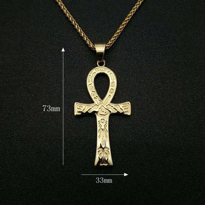 Wholesale Egyptian Ankh Pendant – Bulk Stainless Steel Hip Hop Key of Life Necklace for Men & Women