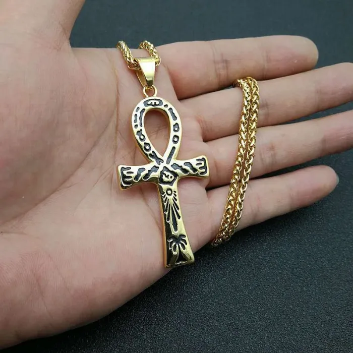 Wholesale Egyptian Ankh Pendant – Bulk Stainless Steel Hip Hop Key of Life Necklace for Men & Women