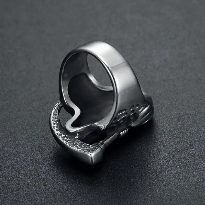 Wholesale Grim Reaper Skull Ring – Bulk Polished Titanium Steel Punk Vintage Men's Ring at Factory Price