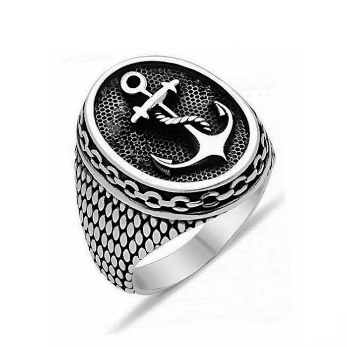 Wholesale Anchor Ring for Men – Bulk Polished Titanium Steel Punk Vintage Nautical Rings at Factory Price
