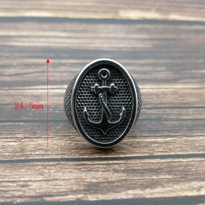 Wholesale Anchor Ring for Men – Bulk Polished Titanium Steel Punk Vintage Nautical Rings at Factory Price