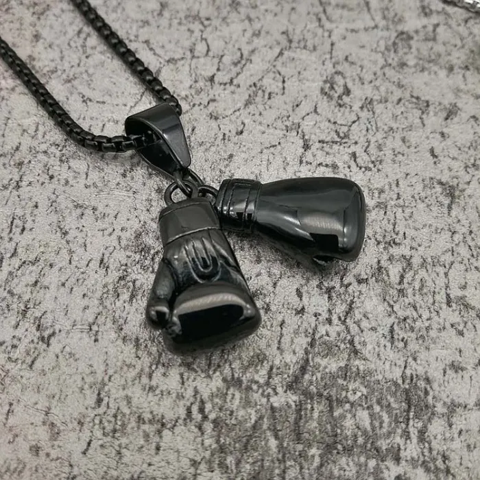 Wholesale Boxing Glove Pendant – Bulk Gold-Plated Titanium Steel Hip Hop Necklace with Double Glove Design
