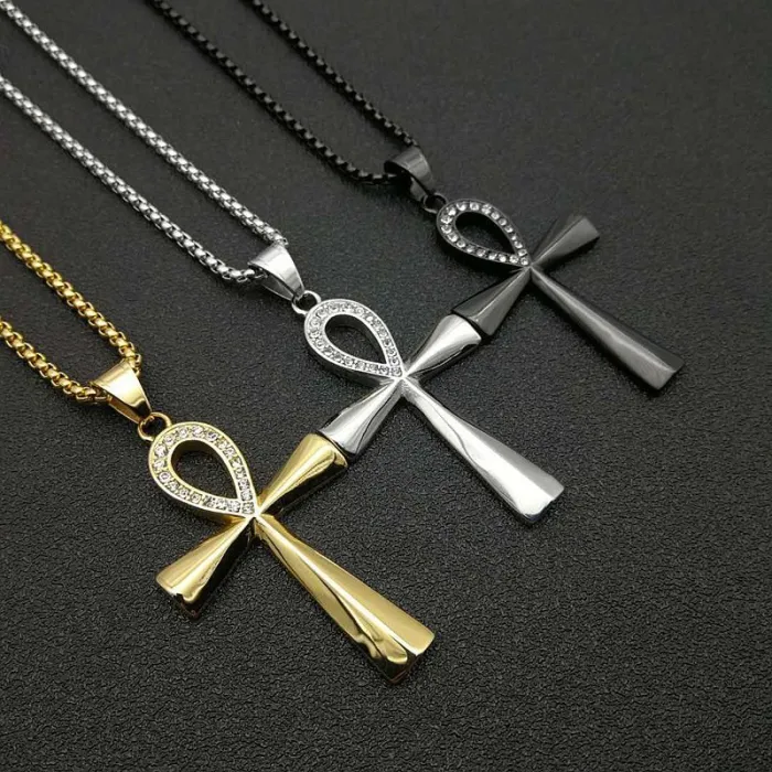 Wholesale Egyptian Ankh Necklace – Bulk Cast Stainless Steel Hip Hop Jewelry for Men & Women