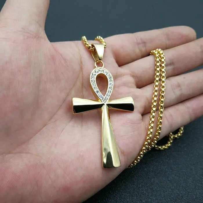 Wholesale Egyptian Ankh Necklace – Bulk Cast Stainless Steel Hip Hop Jewelry for Men & Women