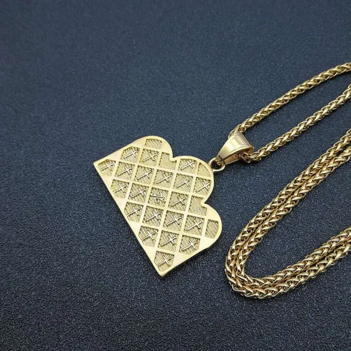 Wholesale Last Supper Pendant – Bulk Gold-Plated Titanium Steel Hip Hop Necklace with Rhinestones