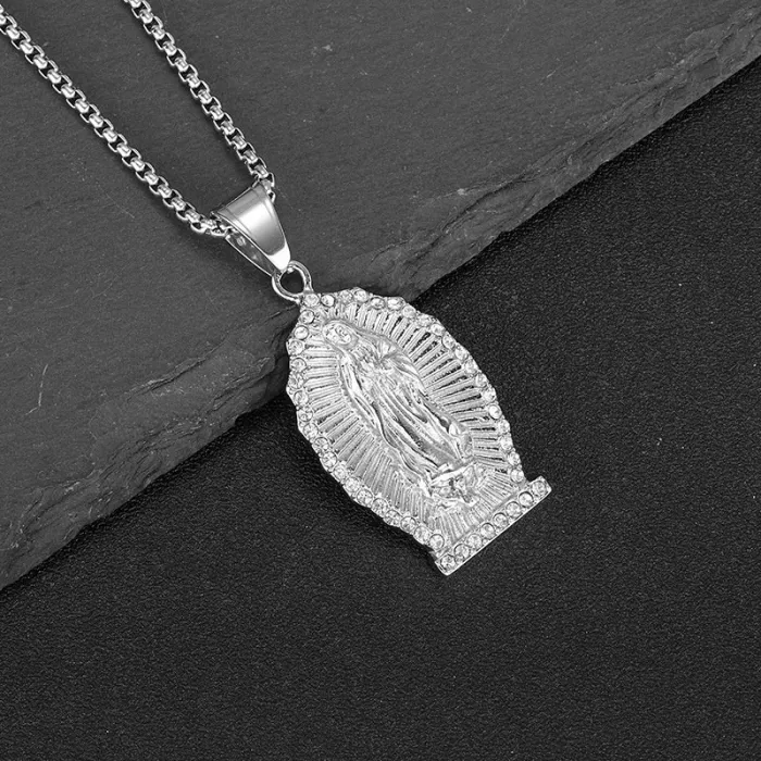 Wholesale Hip Hop Pendant Necklace – Bulk Gold-Plated Titanium Steel Jewelry with Rhinestones for Resellers
