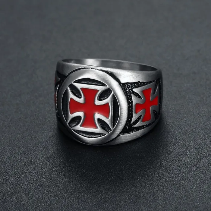 Wholesale Punk Brushed Steel Ring – Bulk Vintage Stainless Steel Men's Ring with Epoxy Inlay at Factory Price