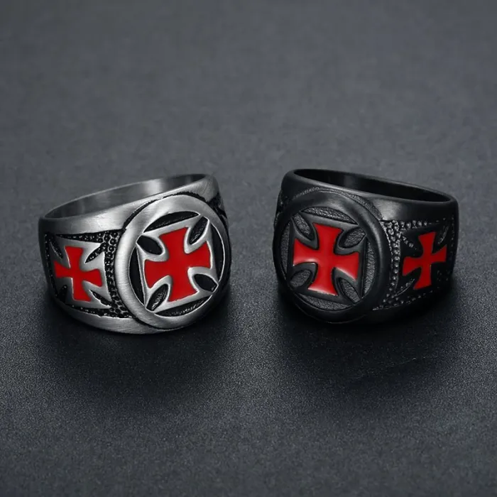 Wholesale Punk Brushed Steel Ring – Bulk Vintage Stainless Steel Men's Ring with Epoxy Inlay at Factory Price