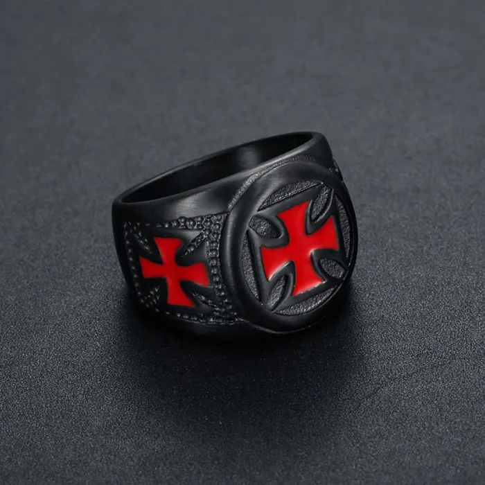 Wholesale Punk Brushed Steel Ring – Bulk Vintage Stainless Steel Men's Ring with Epoxy Inlay at Factory Price