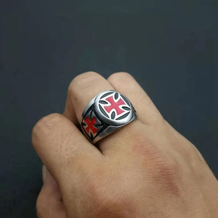 Wholesale Punk Brushed Steel Ring – Bulk Vintage Stainless Steel Men's Ring with Epoxy Inlay at Factory Price