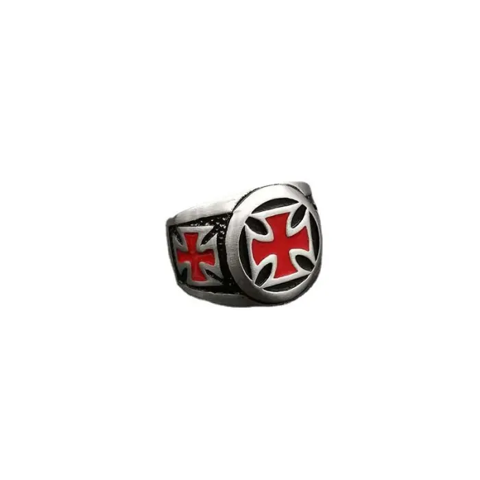 Wholesale Punk Brushed Steel Ring – Bulk Vintage Stainless Steel Men's Ring with Epoxy Inlay at Factory Price