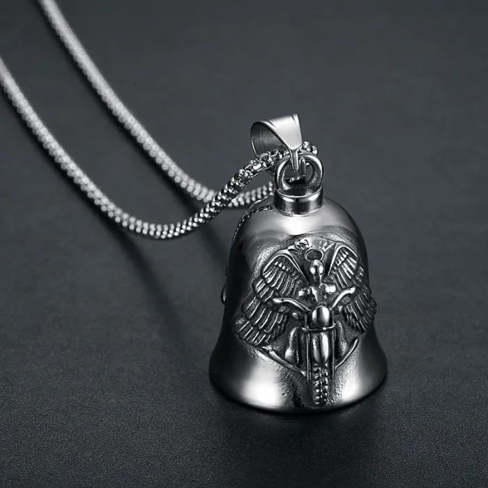 Wholesale Biker Guardian Bell – Bulk Vintage Punk Titanium Steel Ride Bell with Winged Rider Design